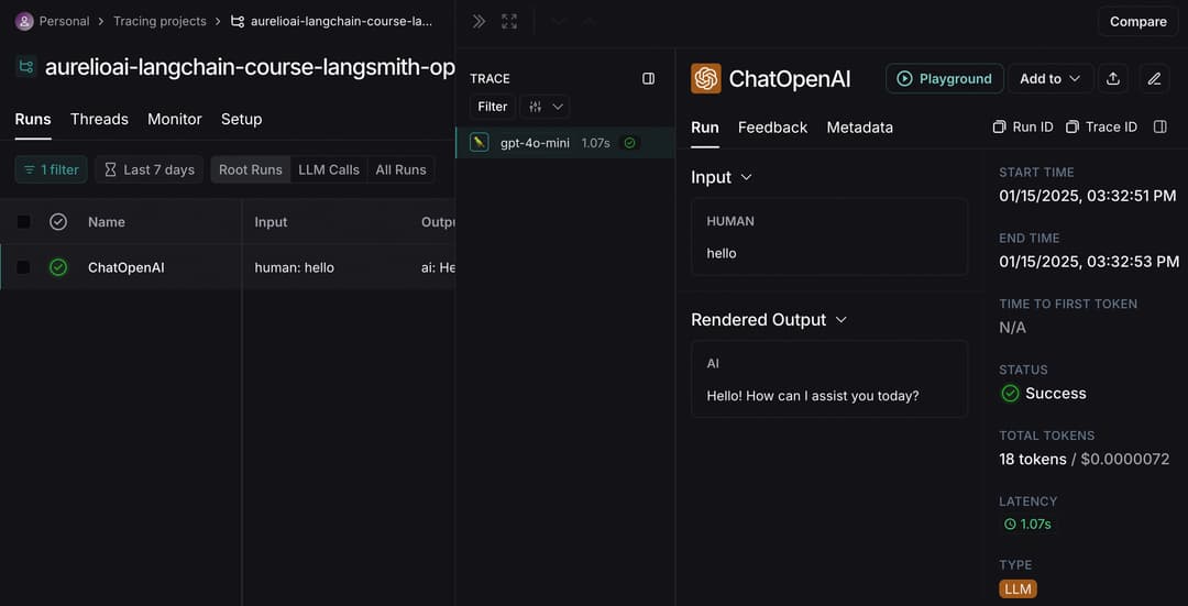 LangSmith LLM Trace